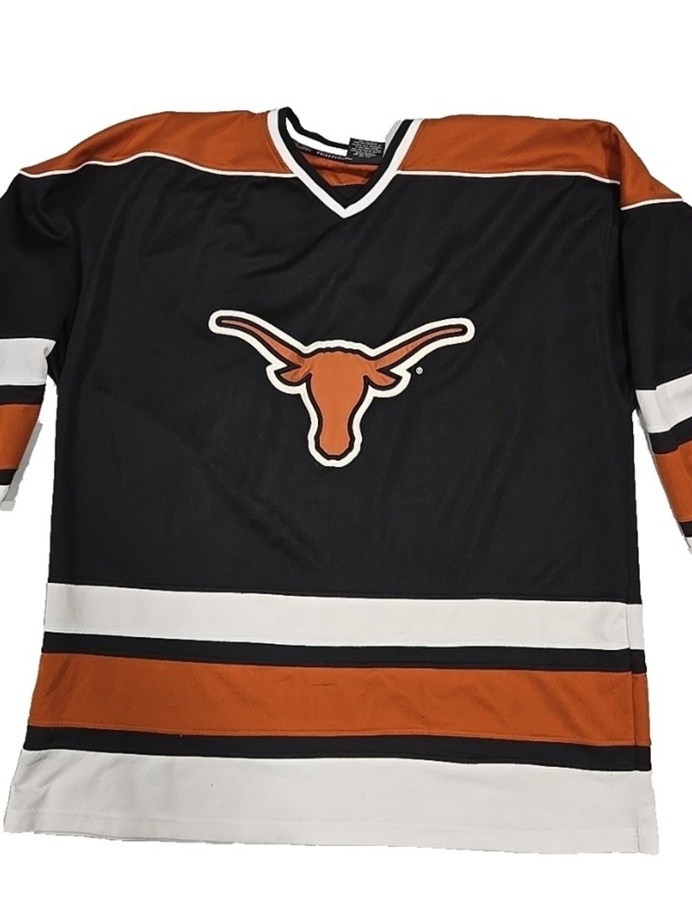 Vintage  Throwback Black & Orange Longhorn Hockey-Style Jersey